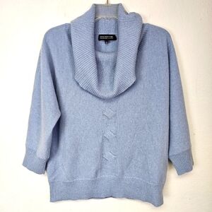 Jones New York Sweater Sz L  Cashmere Baby Blue Cowl Neck Quiet Luxury